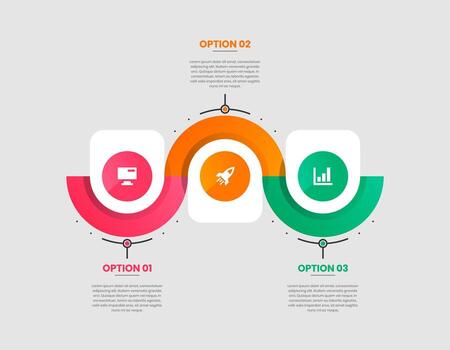 Abstract Infographic Element Design Templates with Icons and Three Options. Suitable for Process Diagram, Presentations, Workflow Layout, Banner, Flow Chart, Infographic vector