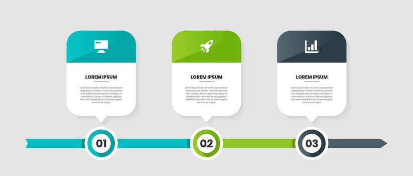 Timeline Infographic Element Design Templates with Icons and 3 Options or Steps. Suitable for Process Diagram, Presentations, Workflow Layout, Flow Chart vector