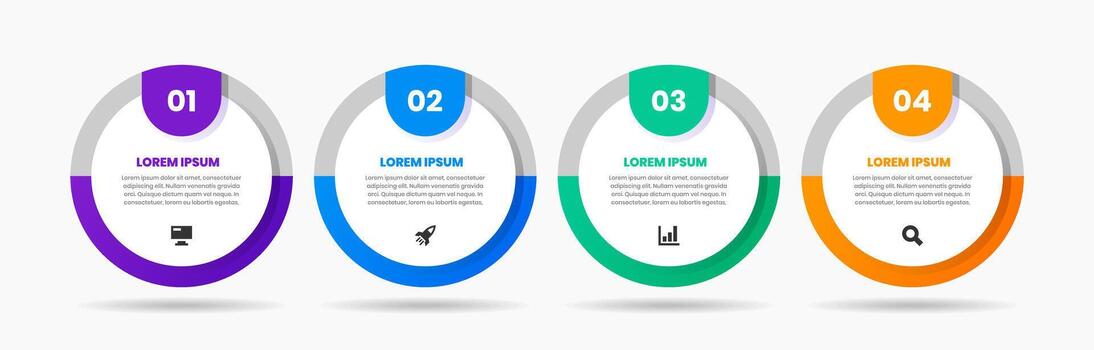 Circle Infographic Element Design Templates with Icons and 4 Numbers. Suitable for Process Diagram, Presentations, Workflow Layout, Infographic vector