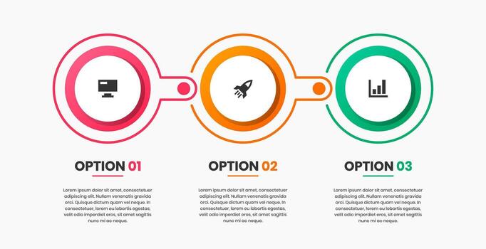 Circle Infographic Design Templates with Icons and 3 Options or Steps. Suitable for Process Diagram, Presentations, Workflow Layout vector