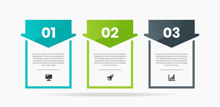 Arrow Infographic Element Design Templates with Icons and 3 Numbers. Suitable for Process Diagram, Presentations, Workflow Layout, Banner, Flow Chart vector