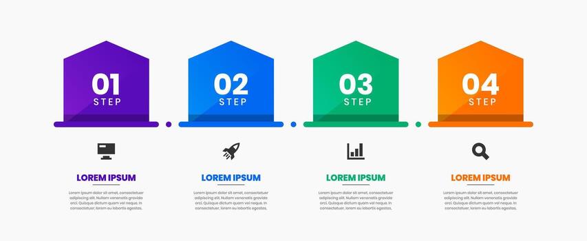 Arrow Infographic Element Design Templates with Icons and 4 Options or Steps. Suitable for Process Diagram, Presentations, Workflow Layout, Banner vector