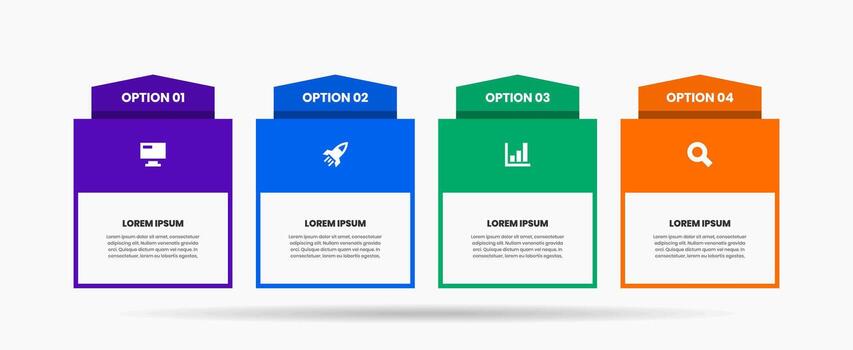 Abstract Infographic Element Design Templates with Icons and 4 Options. Good for Process Diagram, Presentations, Workflow Layout, Banner, Flow Chart, Infographic vector