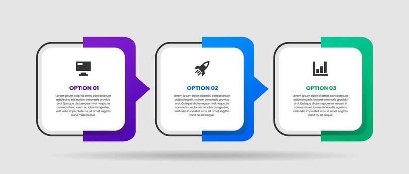 Abstract Infographic Element Design Templates with Icons and 3 Options or Steps. Suitable for Process Diagram, Presentations, Workflow Layout, Flow Chart vector