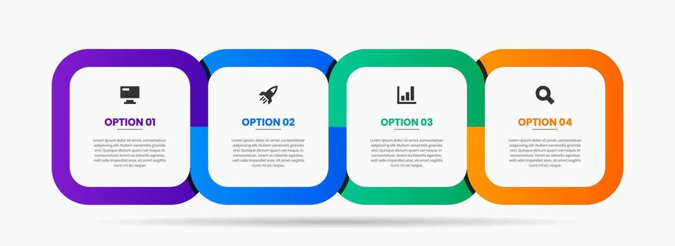 Simple Infographic Element Design Templates with Icons and 4 Options. Suitable for Process Diagram, Presentations, Workflow Layout, Banner, Flow Chart vector