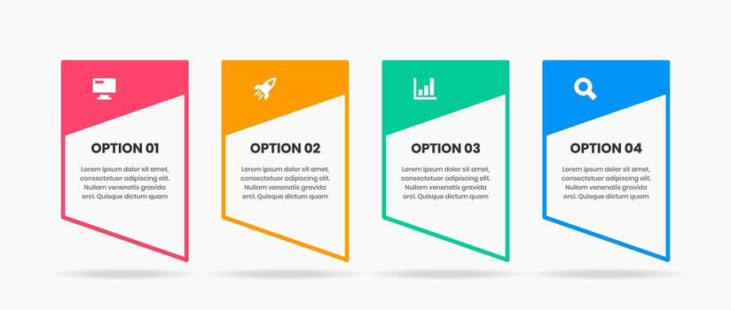 Infographic Element Design Templates with Icons and 4 Options or Steps. Suitable for Process Diagram, Presentations, Workflow Layout, Infographic. vector