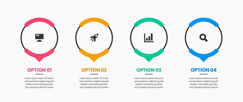 Infographic Element Design Templates with Icons and 4 Options or Steps. Suitable for Process Diagram, Workflow Layout, Banner, Infographic vector