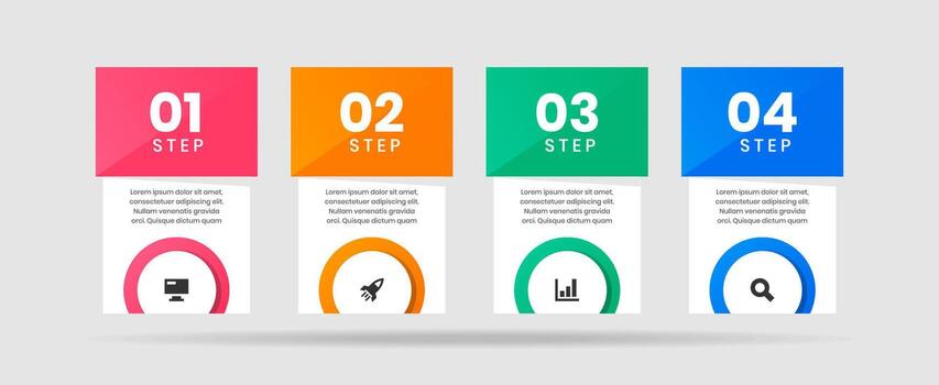 Infographic Element Design Templates with Icons and 4 Options or Steps. Suitable for Process Diagram, Presentations, Workflow Layout, Banner, Infographic vector