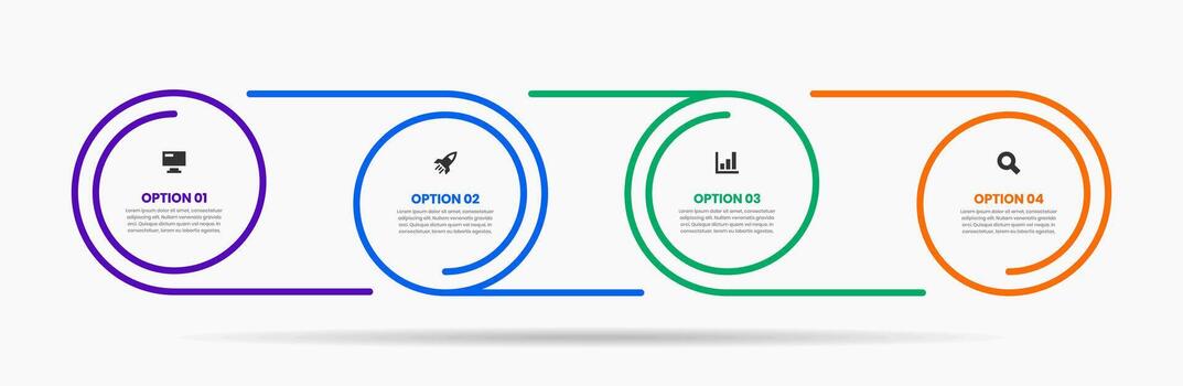 Line Infographic Element Design Templates with Icons and 4 Options or Steps. Suitable for Process Diagram, Presentations, Workflow Layout, Banner, Flow Chart, Infographic vector