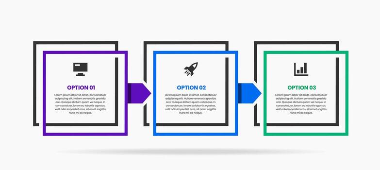 Infographic Element Design Templates with Icons and 3 Options or Steps. Suitable for Process Diagram, Presentations, Workflow Layout, Banner, Flow Chart, Infographic vector