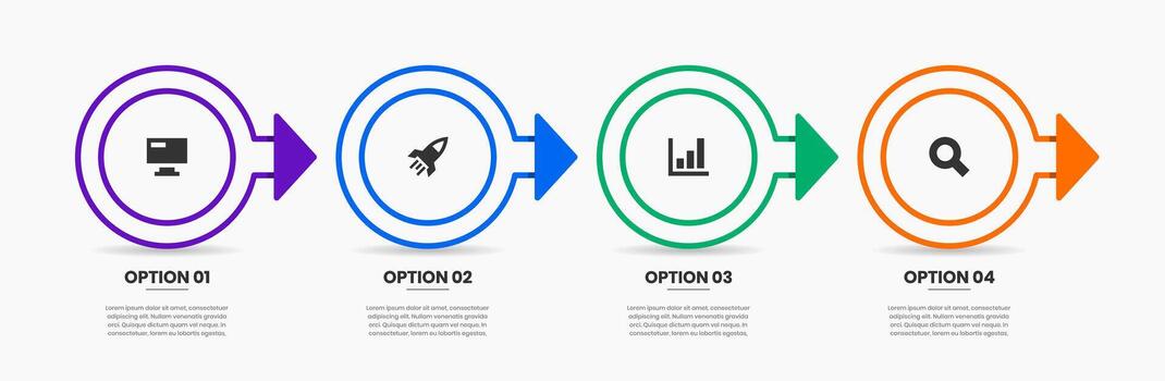 Line Infographic Element Design Templates with Icons and 4 Options. Suitable for Process Diagram, Presentations, Workflow Layout, Banner, Flow Chart, Infographic vector