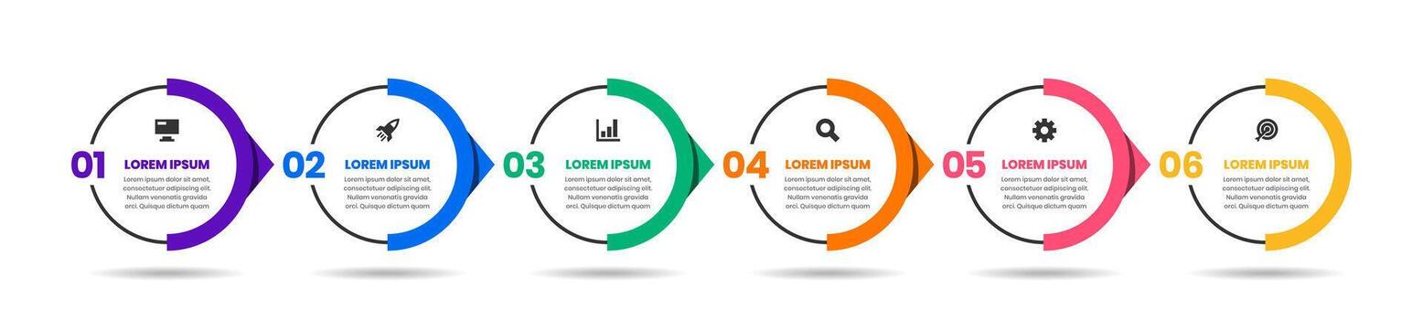 Infographic Element Design with Icons and Six Numbers. Suitable for Process Diagram, Presentations, Flow Chart, Infographic vector