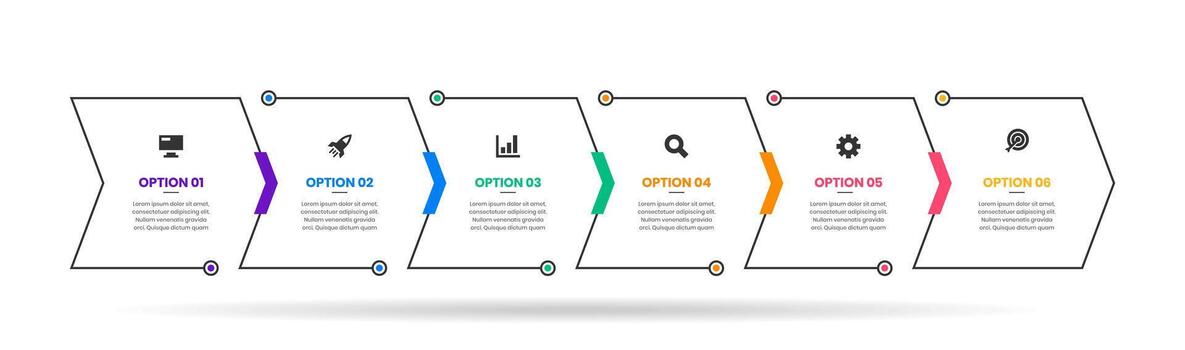 Line Infographic Element Design Templates with Icons and 6 Options. Suitable for Process Diagram, Presentations, Workflow Layout, Banner, Flow Chart, Infographic. vector