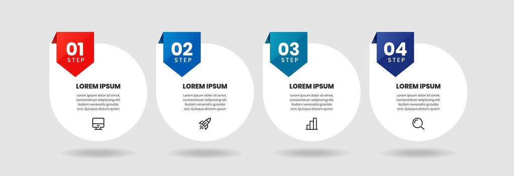 Simple Infographic Element Design Templates with Icons and 4 Options. Suitable for Process Diagram, Presentations, Workflow Layout, Flow Chart, Infographic vector