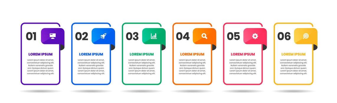 Rectangle Infographic Element Design Templates with Icons and Six Numbers. Suitable for Process Diagram, Presentations, Workflow Layout, Banner, Flow Chart, Infographic vector