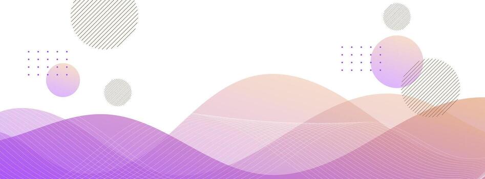 Abstract Banner Background with Wavy Lines and Geometric Shapes vector