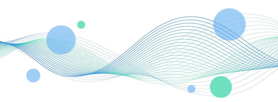 resumen fluido ondulado líneas con azul y verde transparente círculos creando un dinámica bandera antecedentes vector