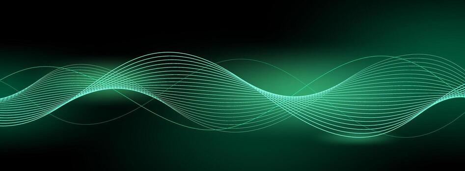 Green Wave Banner Background with Abstract Flowing Lines Design vector