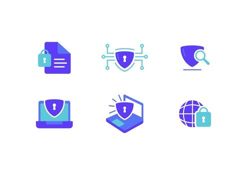 Cybersecurity icon, protecting information data. Minimalist technology graphic icon. vector