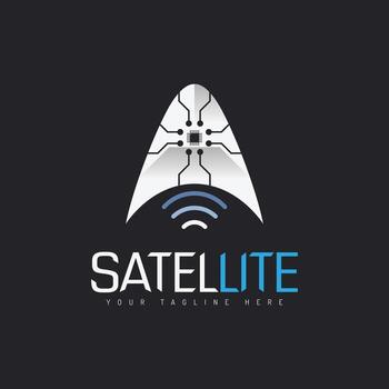 Satellite Integrated Circuit microchip CPU signal logo set template design vector