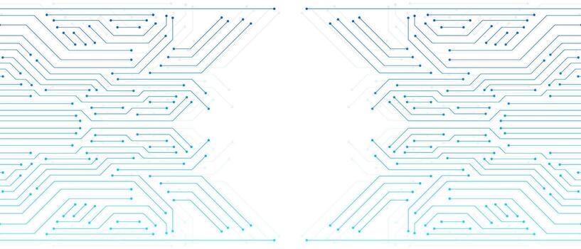 Blue circuit board electronic background. Motherboard, CPU, Processor and Artificial Intelligence Concept. Digital Microchip Semiconductor vector