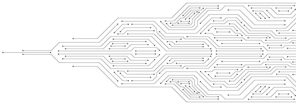 Circuit board pattern. Computer circuit board seamless black and white technology. Computer motherboard with processor, chip, and semiconductor vector