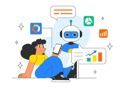 Illustration of AI Powered Analytics and Automated SEO Tools for Business Growth vector