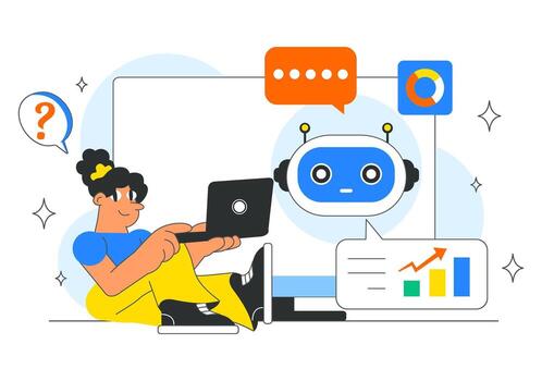 Illustration of AI Powered Tools for Analytics, Mobile Interface, and Digital Automation vector