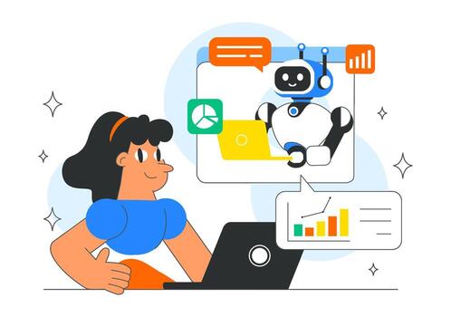 Artificial Intelligence Tools Illustration featuring Automated SEO and Data Research vector