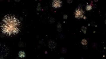 slinga fyrverkeri partiklar animering på svart abstrakt bakgrund video