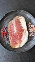 rebanado jamón, carne, Cerdo o Turquía salchicha para sándwiches jamón rebanadas, antecedentes para tu diseño video
