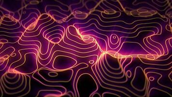 Looped digital terrain background with glowing contour lines and neon topographic map effect. Abstract animation of landscape scanning for science fiction and futuristic art. Seamless loop , 4K 60fps video