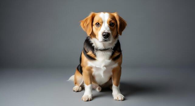 Modern Clean Studio Dog Photo on White Smooth Surface