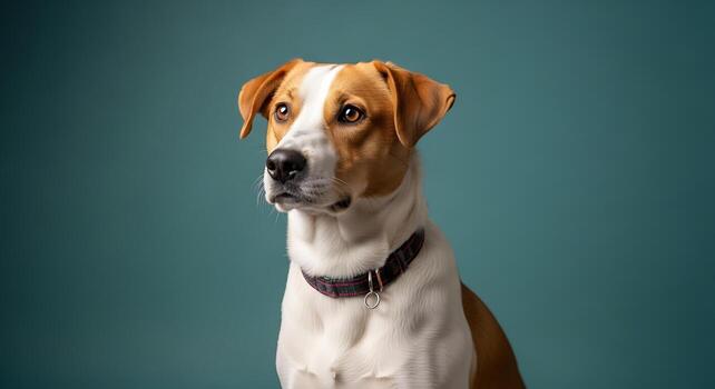 Minimalist Dog Portrait in Clean Neutral Studio Setting photo