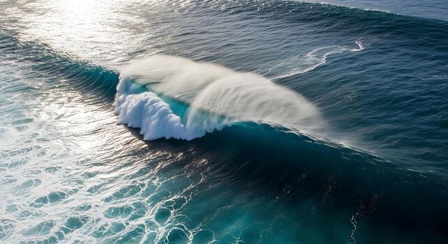 Aerial View Of Ocean Waves Crashing On Sandy Beach photo