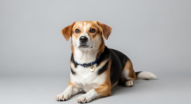 Studio Portrait Featuring Dog in Bright Minimal Setup photo