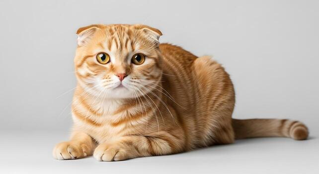 Scottish Fold Cat Looking Gracefully in High-Resolution Close-Up photo