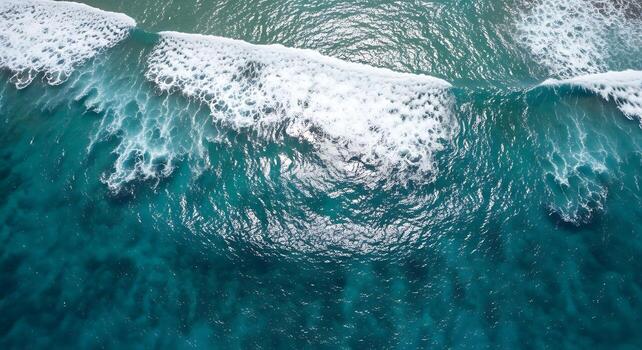 Scenic Aerial Drone View Of Ocean With Gentle Waves photo
