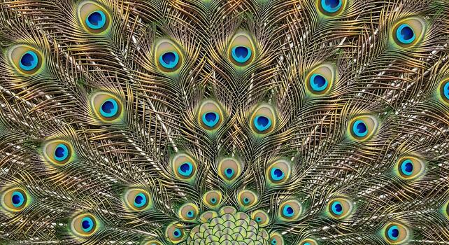 Peacock Close-Up Capturing Shimmering Iridescent Feather Colors photo