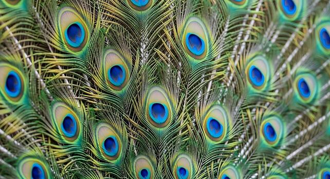 Peacock Close-Up Emphasizing Texture of Vibrant Neck Feathers photo