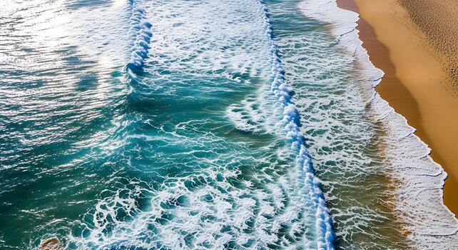 Ocean Waves Rolling With White Foam Aerial Scenic View photo