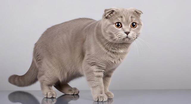 Scottish Fold Cat Close-Up Profile Captured in Bright Lighting photo
