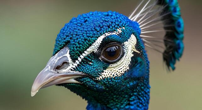 Peacock Close-Up Showing Beautiful Patterns and Feather Texture photo