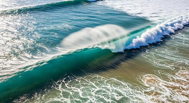 Drone Photography Of Ocean Waves Crashing On Shoreline photo