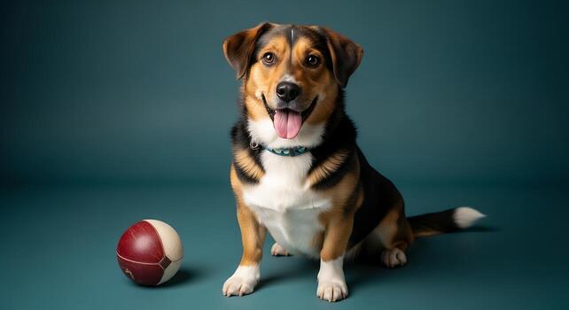 Minimal Pet Photography Concept Featuring Dog in Clean Studio photo
