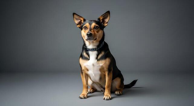 Clean Studio Dog Portrait on Bright Neutral Background photo
