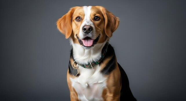 Dog Captured on Neutral Beige Minimal Background Studio Shot.jpeg photo