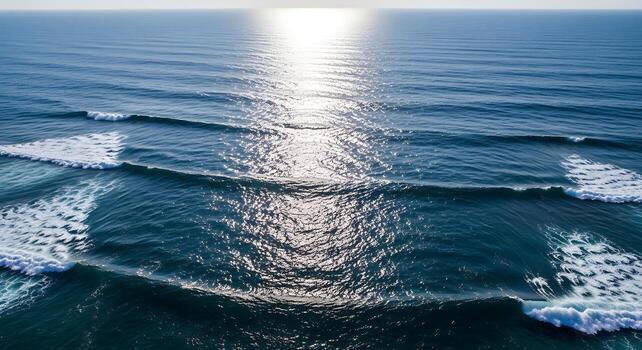 Endless Blue Ocean Captured From Aerial Drone View photo