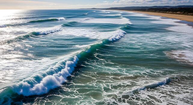 Aerial Drone View Of Ocean Surf And Waves photo