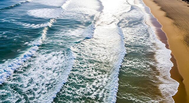 Ocean Waves Crashing On Reef Seen From Aerial Drone photo